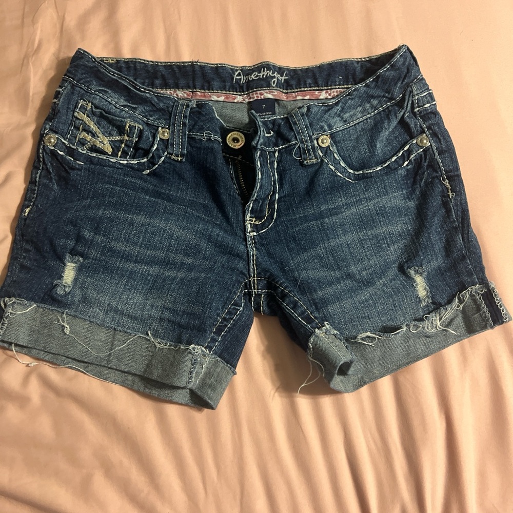 Amethyst Denim Shorts Low Rise